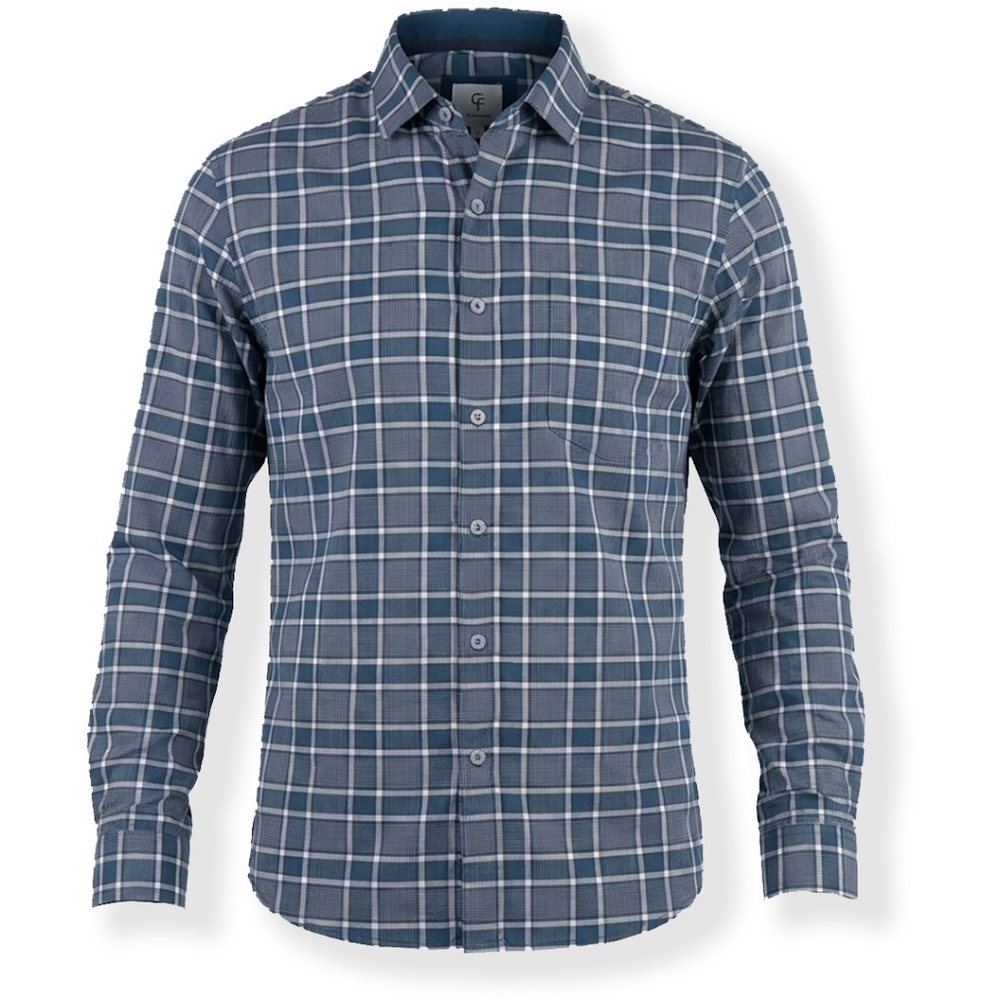 Craft + Flow Button Up Long Sleeve Shirt - NWT Mens Large Blue Plaid #48538-D5‎